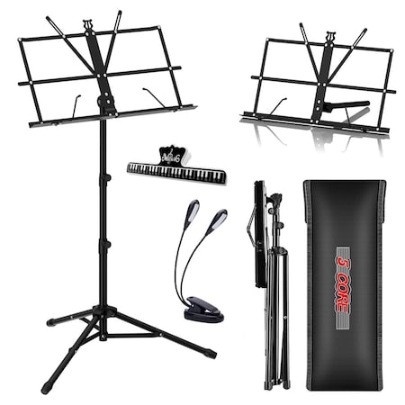 5 Core 5 Core Sheet Music Stand - Portable Foldable Music Note Holder - Height Adjustable Tripod Stands MUS FLD